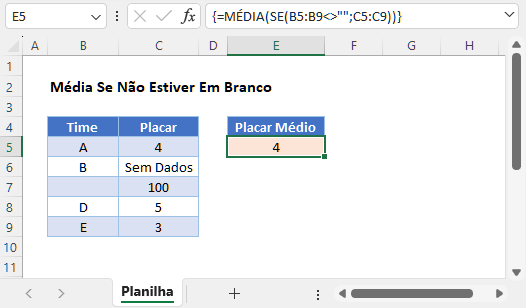 media se não estiver em branco