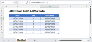 Adicionar ou Subtrair Anos a uma Data no Excel e no Google Planilhas ...