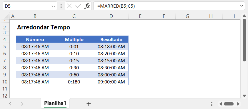 mf arredondar tempo