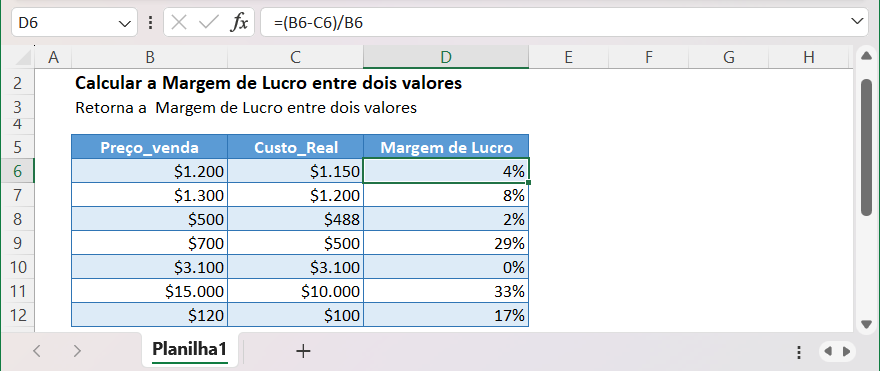 mf calculadora margem lucro