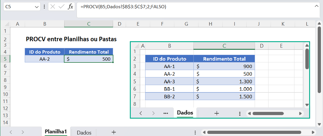 mf procv entre planilhas