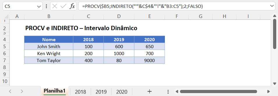 mf procv indireto intervalo dinamico