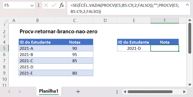 mf procv retornar branco nao zero