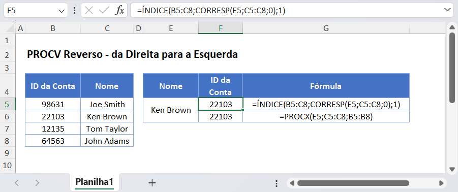 mf procv reverso direita para esquerda