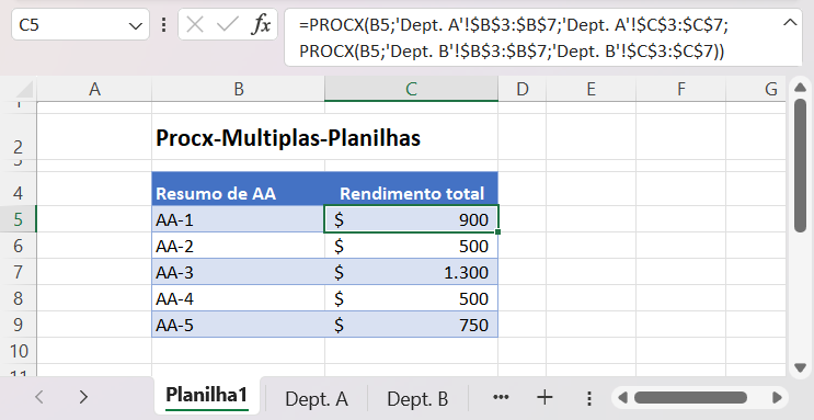 mf procx multiplas planilhas