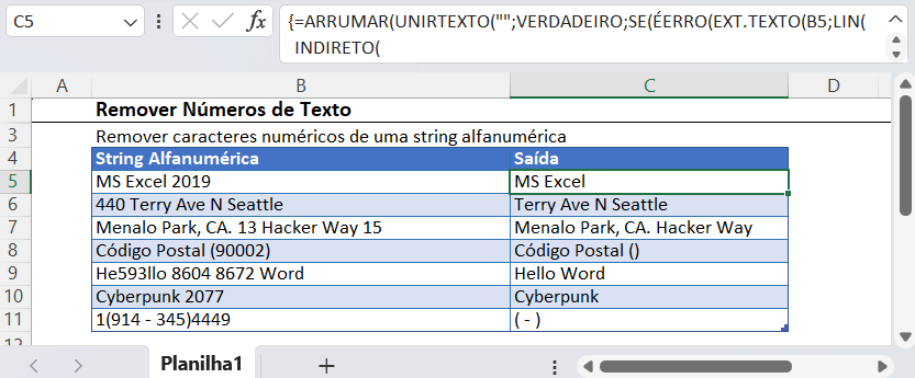 mf remover numeros de texto