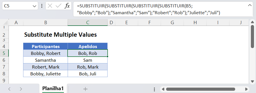 mf substituir multiplos valores