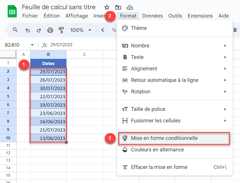 mise en forme dates gs