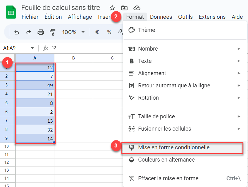 mise evidence google sheets