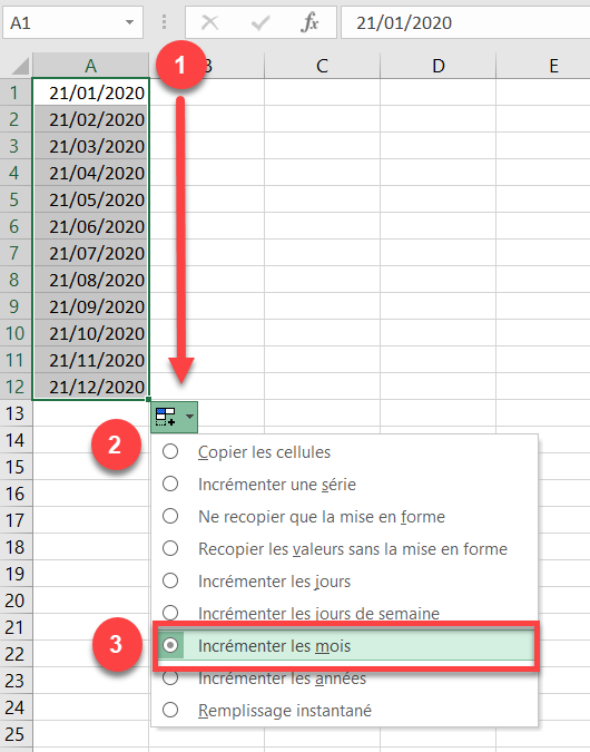 mois remplis automatiquement