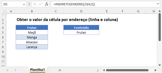 obter valor da celula pelo endereco