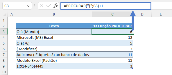 procurar parenteses no texto