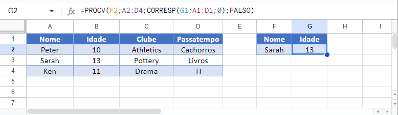 procv corresp google