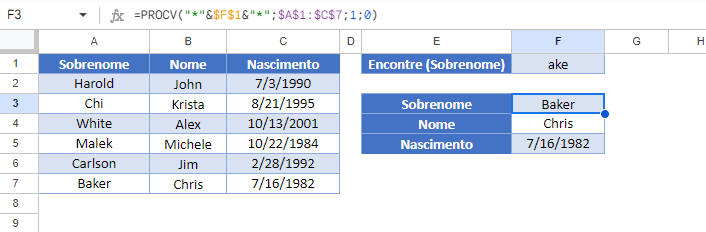 procv correspondencia parcial google sheets