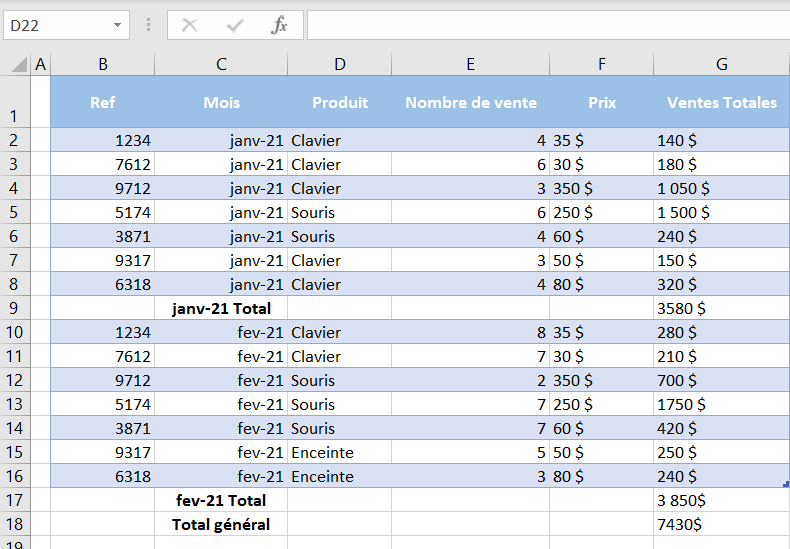 regrouper lignes manuellement