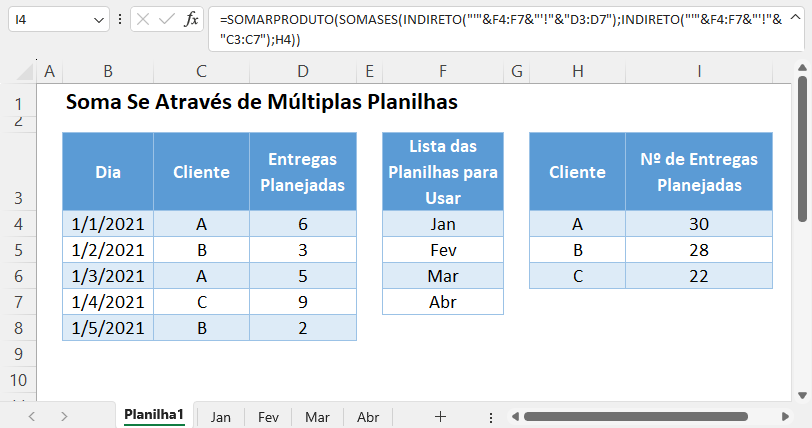 soma se em multiplas planilhas