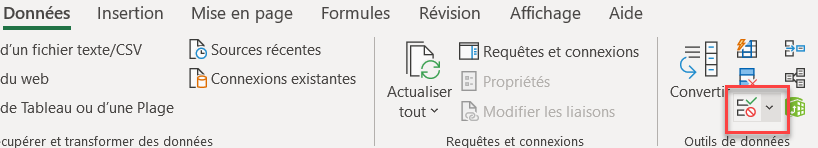 validation donnees liste deroulante excel