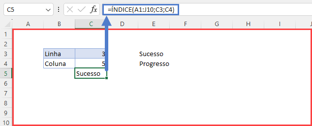 valor da celula com funcao indice