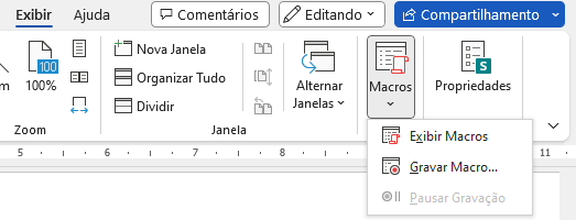 word exibir macros