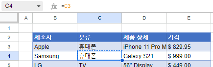 구글시트 컨트롤키로 수식 복사