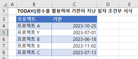 기한지난일자강조 예제