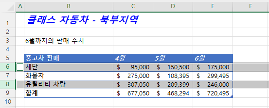 떨어져있는 행 선택