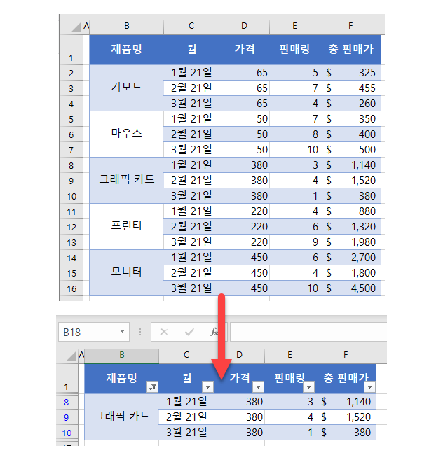 병합셀필터링 인트로