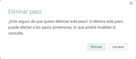 Advertencia de Eliminar paso