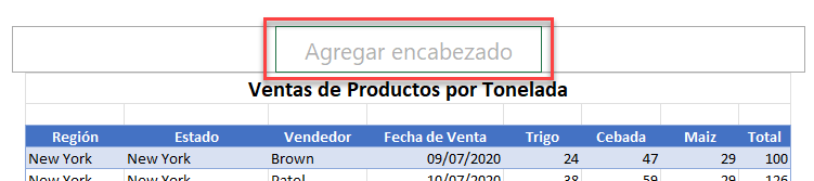 Agregar Encabezado