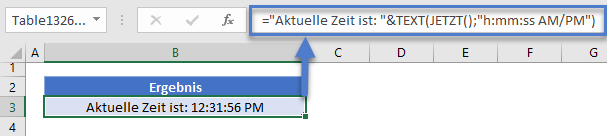 Aktuelle Uhrzeit mit TEXT KE JETZT Funktionen darstellen