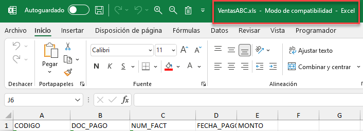 Archivo Abierto en Modo de Compatibilidad