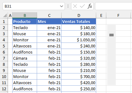 Barra de Desplazamiento Redimensionada