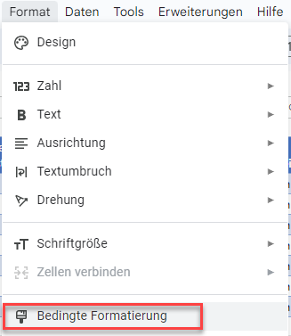 Bedingte Formatierung in Google Sheets erstellen