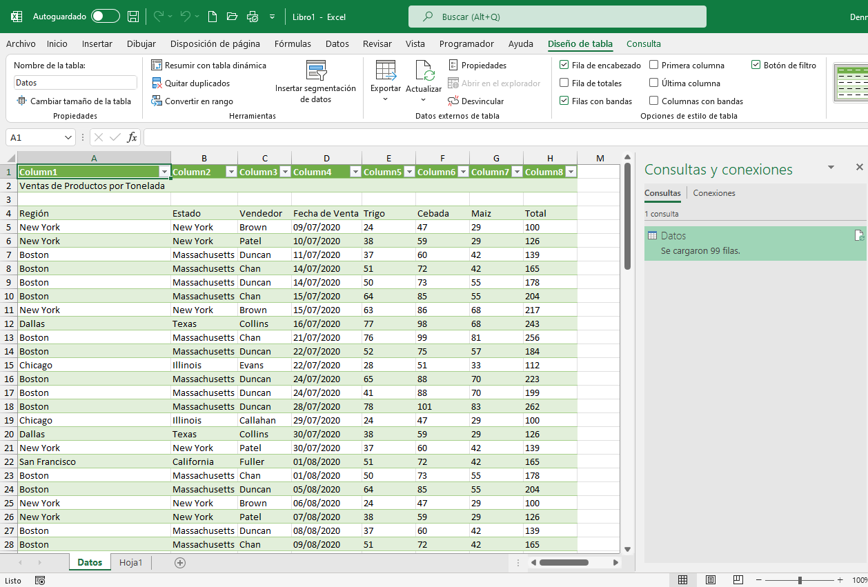 CSV Importado a Excel