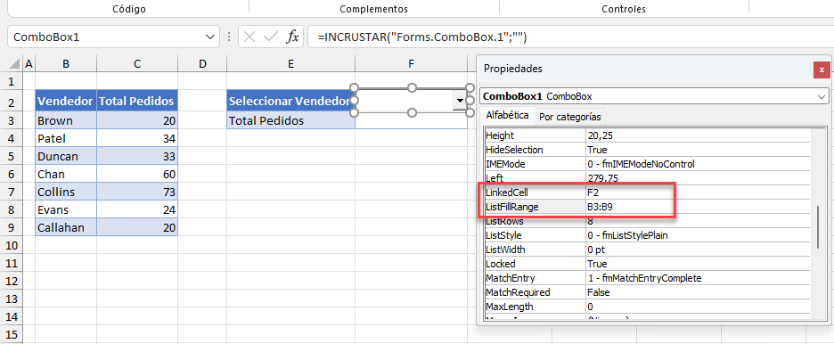 Configurar Cuadro Combinado