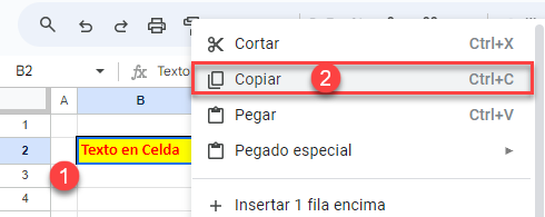 Copiar Celda en Google Sheets