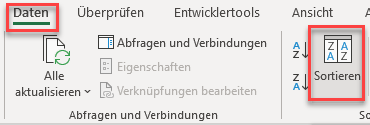 Daten mit Excel Sortierfunktion sortieren