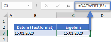 Datum inTextformat mit DATWERT Funktion umwandeln