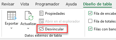 Desvincular Datos Externos