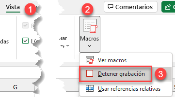 Detener Grabación de Macro en Excel