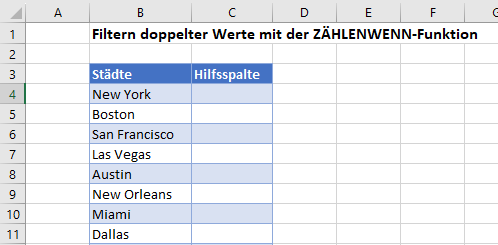 Doppelte Zeilen mit ZAEHLENWENN Funktion filtern