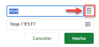 Eliminar Intervalo con Nombre en Google Sheets