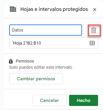 Eliminar Protección de Rango en Google Sheets