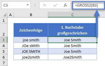 Ersten Buchstaben gross schreiben GROSS2 Funktion