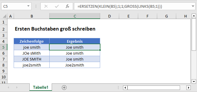 Ersten Buchstaben gross schreiben Hauptfunktion