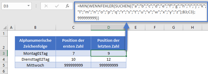 Erstes Textzeichen nach Zahl finden