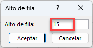 Establecer Alto de Fila en 15