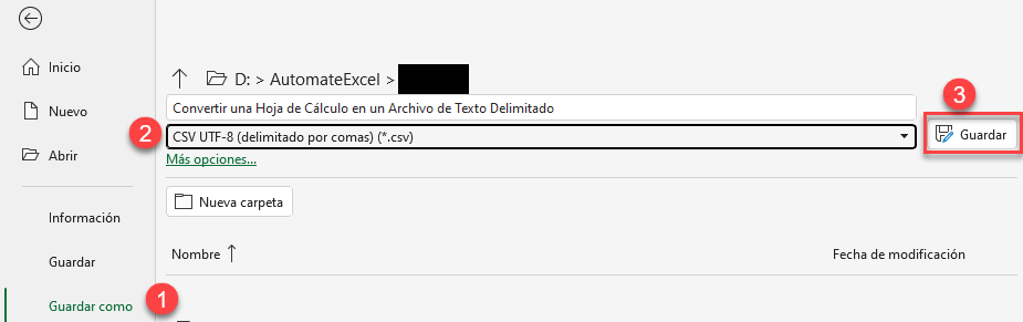 Guardar Archivo como Texto Delimitado por Comas