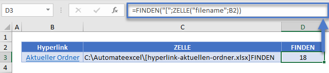 Hyperlink zum aktuellen Ordner FINDEN Funktion