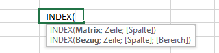 INDEX Funktion Syntax